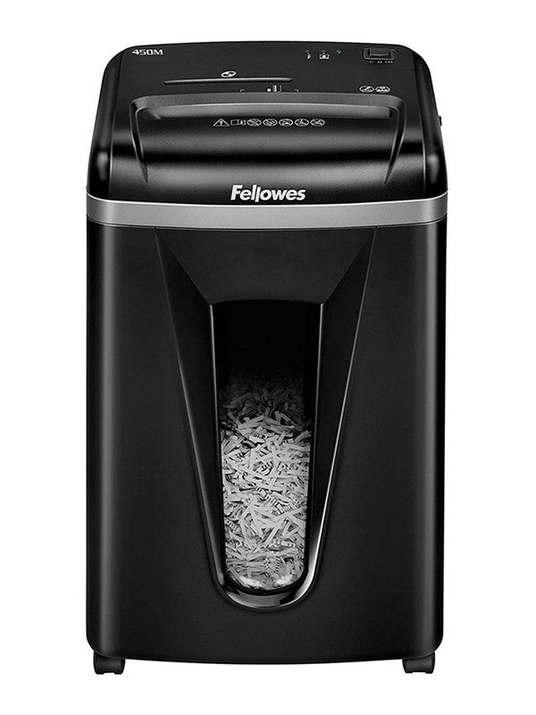 Fellowes Powershred 450M Micro-Cut Paper Shredder – Heavy-Duty Steel Blades, Office Use, Black – 9-Sheet Capacity, P-5 Security Level, Silent Shred™ Technology Fellowes Powershred 450M Micro-Cut Paper Shredder – Heavy-Duty Steel Blades, Office Use, Black – 9-Sheet Capacity, P-5 Security Level, Silent Shred™ Technology